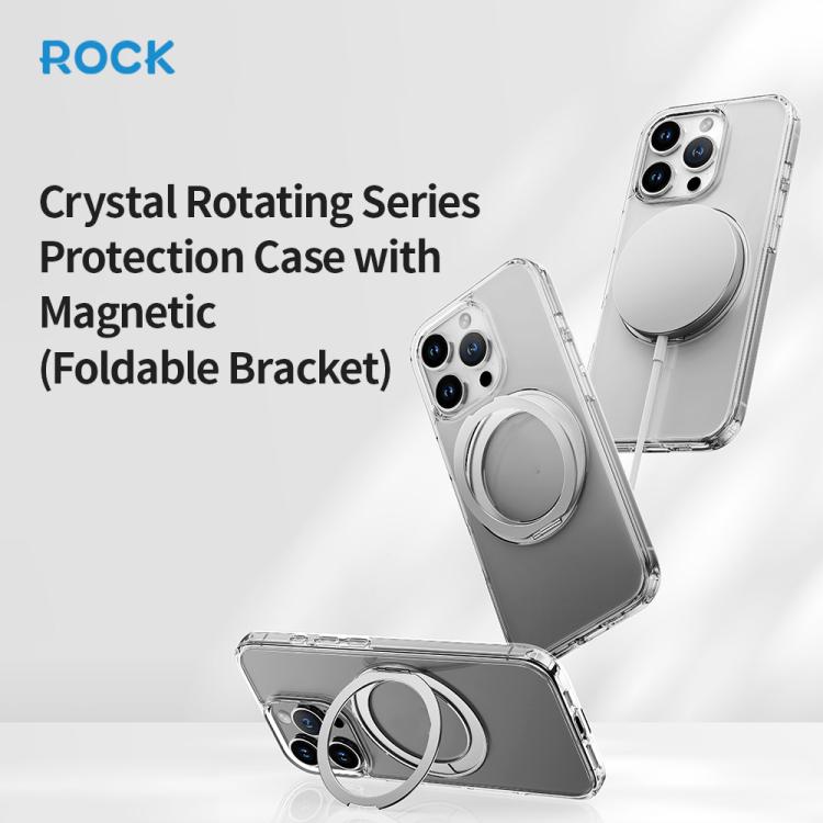 ROCK JingDun Series Clear Rotating MagSafe Holder PC Hybrid TPU Phone Case, For iPhone 16 Pro Max, For iPhone 16 Pro Apple Accessories engroc5591 iPhone 16 Pro Max - ROCK - Mobile Lens - Mobile Camera Lens - Cellphone Accessories - Phone Lens - Smartphone Lens
