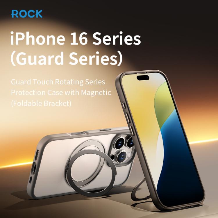 ROCK YouDun Series Skin Feel Rotating MagSafe Holder PC Hybrid TPU Phone Case, For iPhone 16 Pro Max Apple Accessories engroc5527 iPhone 16 Pro Max - ROCK - Mobile Lens - Mobile Camera Lens - Cellphone Accessories - Phone Lens - Smartphone Lens