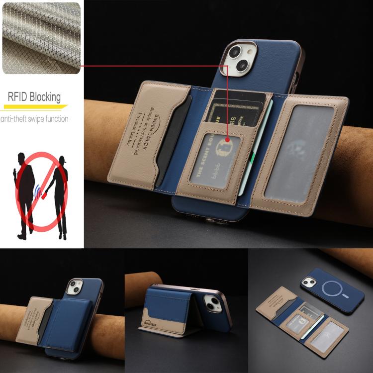 Colour Matching Horizontal Magnetic Card Bag RFID MagSafe Phone Case, For iPhone 14 Plus, For iPhone 14, For iPhone 14 Pro, For iPhone 14 Pro Max Apple Accessories engcol5598 iPhone 14 Plus - APEXEL INDIA - Mobile Lens - Mobile Camera Lens - Cellphone Accessories - Phone Lens - Smartphone Lens