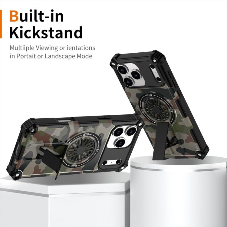 Camouflage Kickstand Rotating Shaft MagSafe Phone Case, For iPhone 16 Pro Max, For iPhone 16 Pro Apple Accessories engcam5610 iPhone 16 Pro Max - APEXEL INDIA - Mobile Lens - Mobile Camera Lens - Cellphone Accessories - Phone Lens - Smartphone Lens