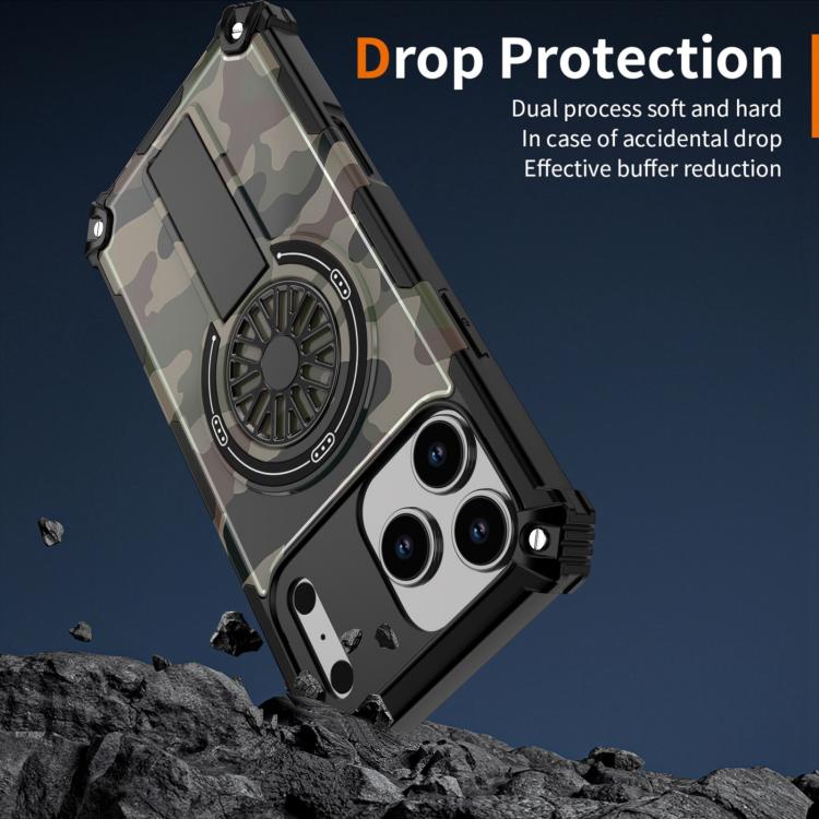 Camouflage Kickstand Rotating Shaft MagSafe Phone Case, For iPhone 16 Pro Max, For iPhone 16 Pro Apple Accessories engcam5610 iPhone 16 Pro Max - APEXEL INDIA - Mobile Lens - Mobile Camera Lens - Cellphone Accessories - Phone Lens - Smartphone Lens