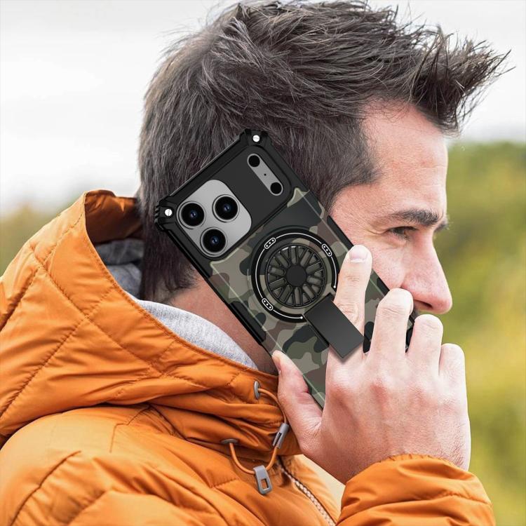 Camouflage Kickstand Rotating Shaft MagSafe Phone Case, For iPhone 16 Pro Max, For iPhone 16 Pro Apple Accessories engcam5610 iPhone 16 Pro Max - APEXEL INDIA - Mobile Lens - Mobile Camera Lens - Cellphone Accessories - Phone Lens - Smartphone Lens
