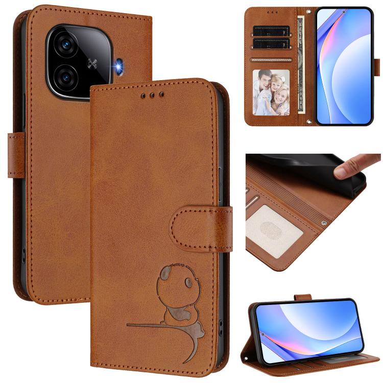 Litter Panda Embossing RFID Leather Phone Case with Lanyard, For vivo iQOO Z9 / Z9 Turbo, For vivo V30 / V30 Pro, For vivo V29e / Y200 5G / V30 Lite 5G, For vivo Y36 5G / 4G / India