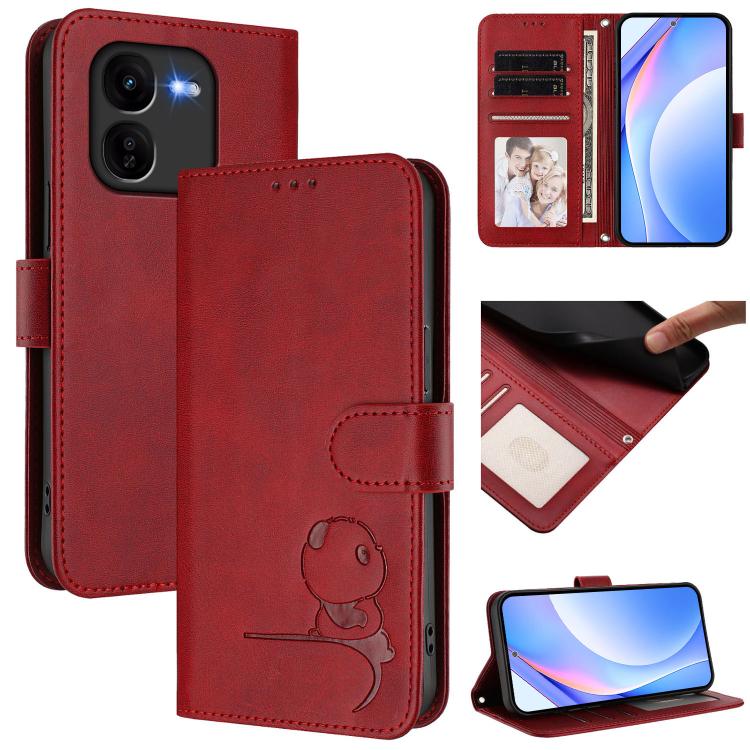 Litter Panda Embossing RFID Leather Phone Case with Lanyard, For vivo Y28 4G, For vivo X100s, For vivo Y38 / T3x, For vivo iQOO Z9x