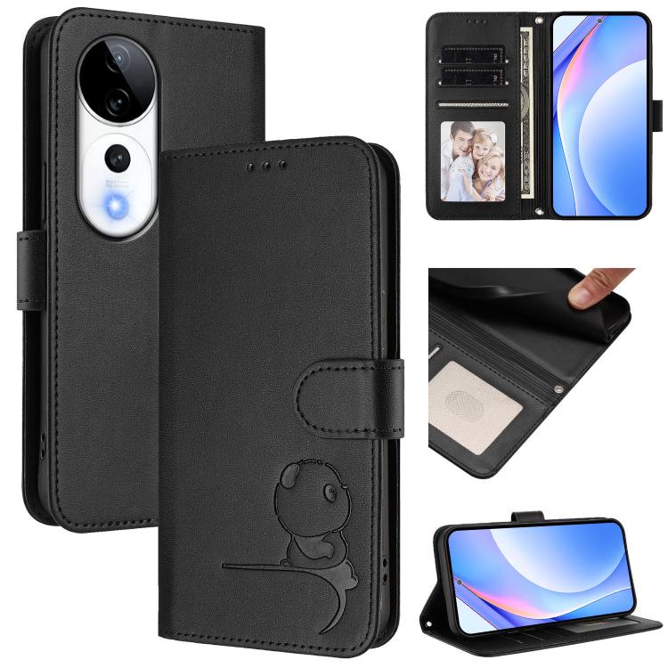 Litter Panda Embossing RFID Leather Phone Case with Lanyard, For vivo Y300 / V40 Lite 5G IDN, For vivo X200 Pro mini, For vivo V40e / iQOO Z9s, For vivo V40 / V40 Pro / T3 Ultra