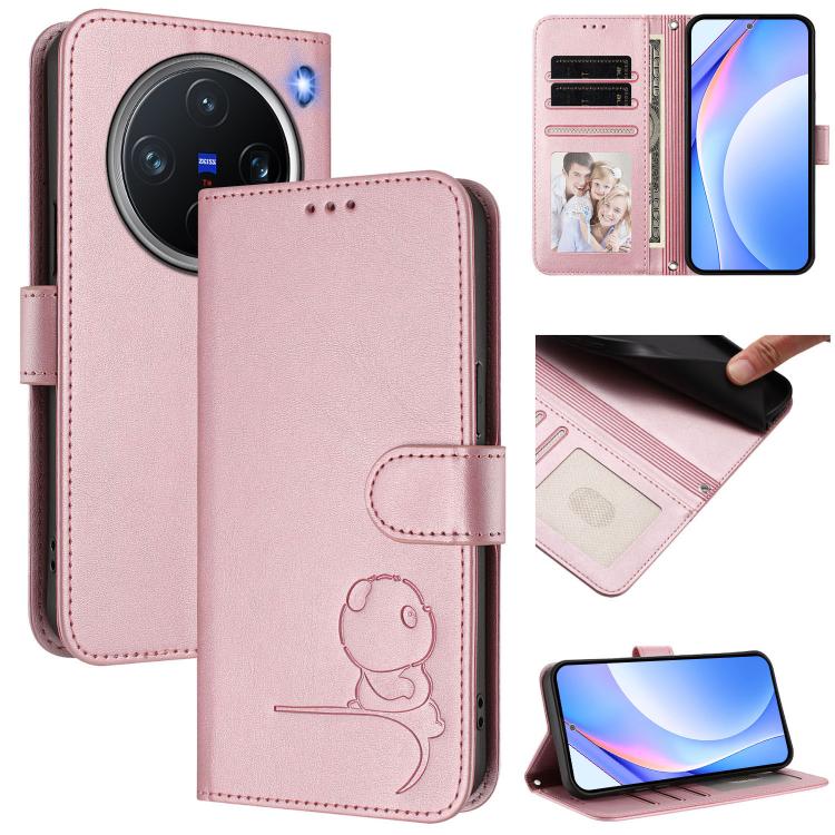 Litter Panda Embossing RFID Leather Phone Case with Lanyard, For vivo Y300 / V40 Lite 5G IDN, For vivo X200 Pro mini, For vivo V40e / iQOO Z9s, For vivo V40 / V40 Pro / T3 Ultra