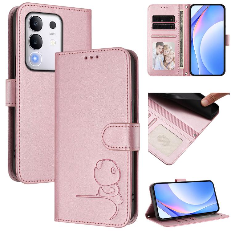 Litter Panda Embossing RFID Leather Phone Case with Lanyard, For vivo Y29 4G / T4x / Y300t / iQOO Z10x, For vivo V50 / V50e, For vivo V50 Lite 5G / 4G, For vivo Y39 5G