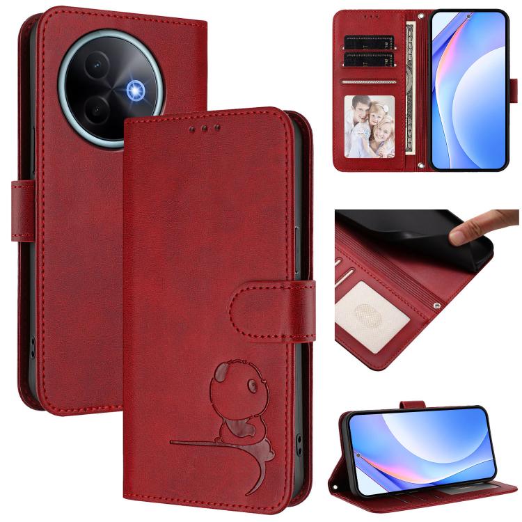 Litter Panda Embossing RFID Leather Phone Case with Lanyard, For vivo Y29 4G / T4x / Y300t / iQOO Z10x, For vivo V50 / V50e, For vivo V50 Lite 5G / 4G, For vivo Y39 5G