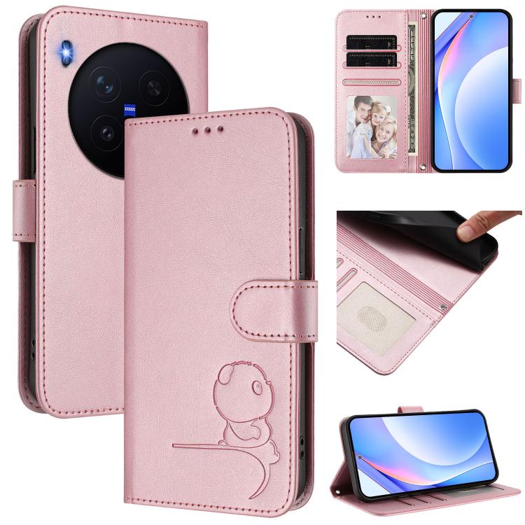 Litter Panda Embossing RFID Leather Phone Case with Lanyard, For vivo X300, For vivo Y31 5G Global, For vivo V60 Lite 5G, For vivo Y400 5G