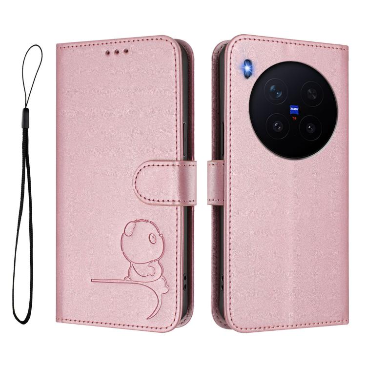 Litter Panda Embossing RFID Leather Phone Case with Lanyard, For vivo X300, For vivo Y31 5G Global, For vivo V60 Lite 5G, For vivo Y400 5G