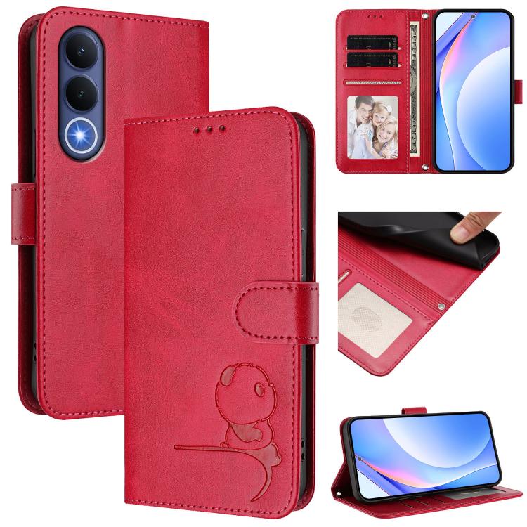Litter Panda Embossing RFID Leather Phone Case with Lanyard, For vivo X300 FE 5G Russia / Zeiss, For vivo Y21 5G 2026 / Y05 4G, For vivo V70 FE 5G, For vivo X300 Pro
