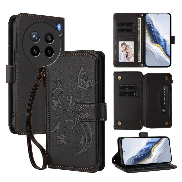 Butterfly Love Flower Multi-card Zipper Wallet Leather Phone Case, For vivo S30 Pro mini, For vivo S30, For vivo X200s