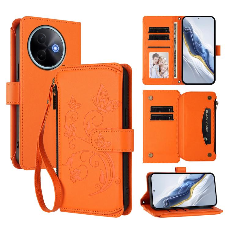Butterfly Love Flower Multi-card Zipper Wallet Leather Phone Case, For vivo V50 Lite 5G Global /V50 Lite 4G, For vivo Y39 5G Global / Y300i 5G, For vivo Y29s 5G / Y04 5G Global