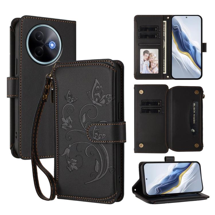 Butterfly Love Flower Multi-card Zipper Wallet Leather Phone Case, For vivo V50 Lite 5G Global /V50 Lite 4G, For vivo Y39 5G Global / Y300i 5G, For vivo Y29s 5G / Y04 5G Global