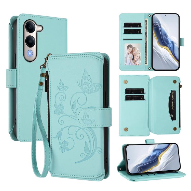 Butterfly Love Flower Multi-card Zipper Wallet Leather Phone Case, For vivo V50 Lite 5G Global /V50 Lite 4G, For vivo Y39 5G Global / Y300i 5G, For vivo Y29s 5G / Y04 5G Global
