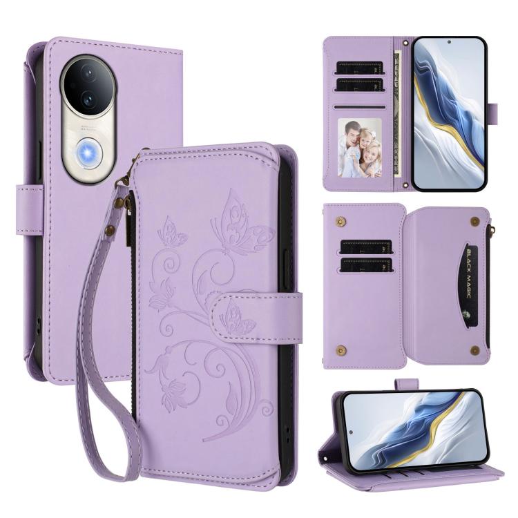 Butterfly Love Flower Multi-card Zipper Wallet Leather Phone Case, For vivo Y19s 4G Global / Y29 5G India, For vivo S20 5G, For vivo S20 Pro 5G