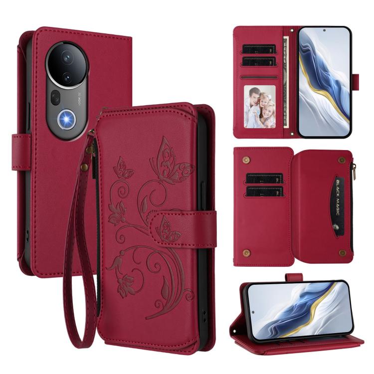 Butterfly Love Flower Multi-card Zipper Wallet Leather Phone Case, For vivo Y19s 4G Global / Y29 5G India, For vivo S20 5G, For vivo S20 Pro 5G