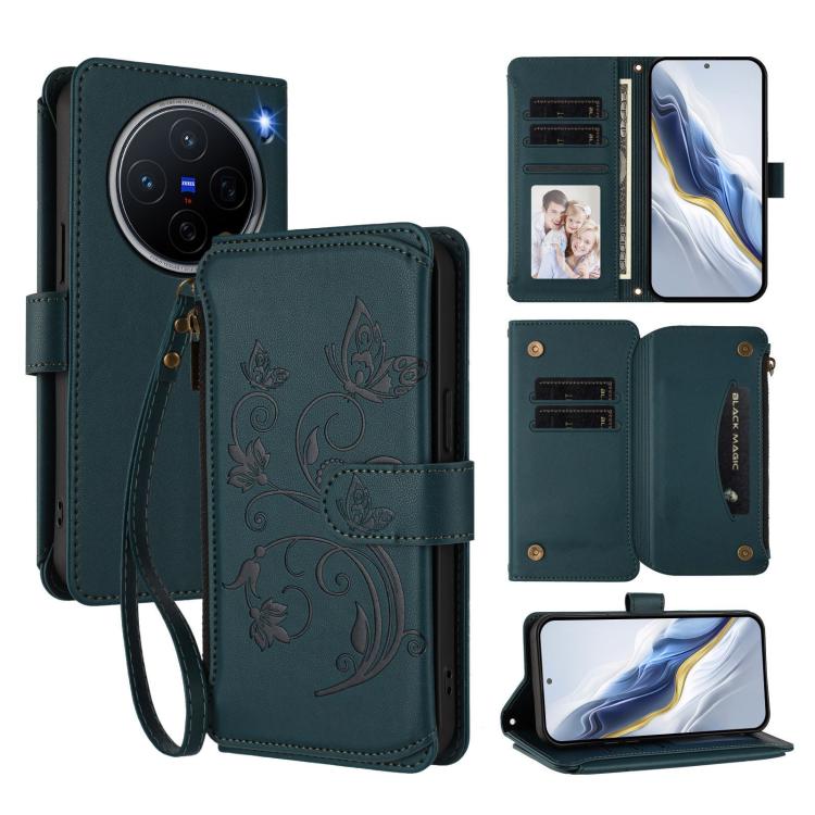 Butterfly Love Flower Multi-card Zipper Wallet Leather Phone Case, For vivo Y300 5G Global / V40 Lite IDN, For vivo X200 5G, For vivo X200 Pro mini