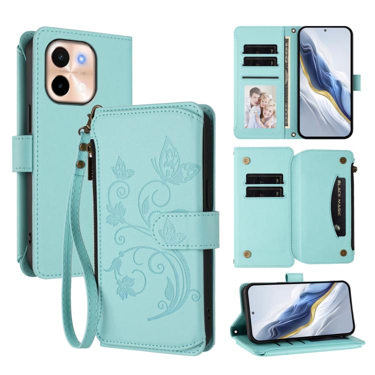 Butterfly Love Flower Multi-card Zipper Wallet Leather Phone Case, For vivo V40 Lite 5G / V30e 5G, For vivo S19, For vivo Y28 4G Global
