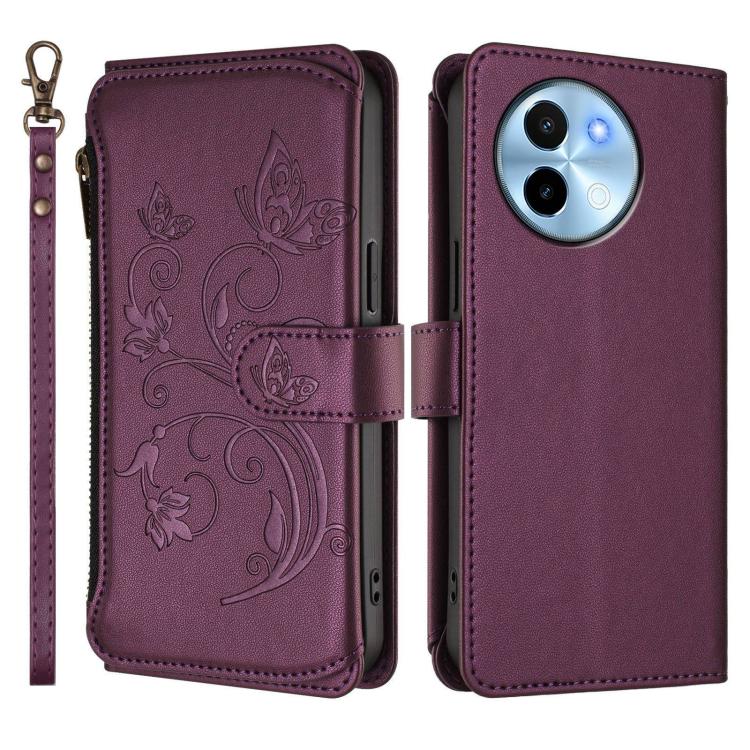 Butterfly Love Flower Multi-card Zipper Wallet Leather Phone Case, For vivo Y38 5G Global / T3X 5G, For vivo X100 Pro / X100s Pro, For vivo X100s 5G