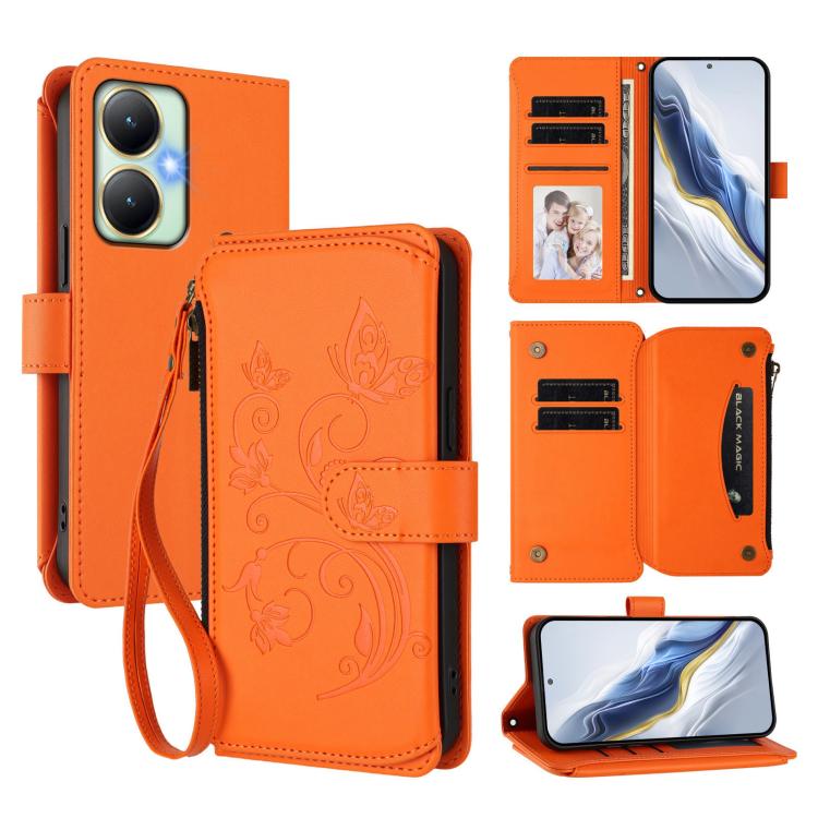 Butterfly Love Flower Multi-card Zipper Wallet Leather Phone Case, For vivo X100 5G, For vivo S17 / S17 Pro 5G / S17t 5G, For vivo Y27 4G 2023 Global / Y35M+