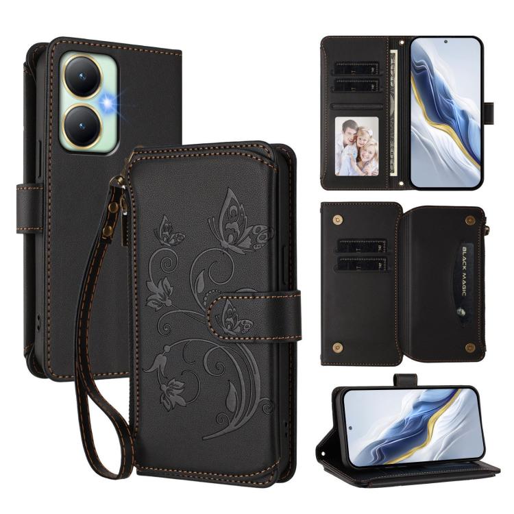Butterfly Love Flower Multi-card Zipper Wallet Leather Phone Case, For vivo X100 5G, For vivo S17 / S17 Pro 5G / S17t 5G, For vivo Y27 4G 2023 Global / Y35M+