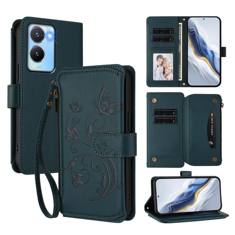 Butterfly Love Flower Multi-card Zipper Wallet Leather Phone Case, For vivo Y56 5G Global / Y16 4G Global, For vivo S16 / V27 5G / V27 Pro 5G, For vivo S16e 5G / V27e 4G / T2 4G