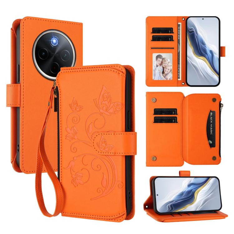 Butterfly Love Flower Multi-card Zipper Wallet Leather Phone Case, For vivo Y300 Pro+ 5G / iQOO Z10 5G, For vivo Y29 4G Global / T4x 5G, For vivo V50 5G Global / V50e 5G