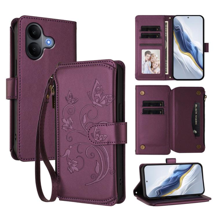 Butterfly Love Flower Multi-card Zipper Wallet Leather Phone Case, For vivo V60 Lite 5G Global, For vivo Y400 5G Global, For vivo Y400 4G