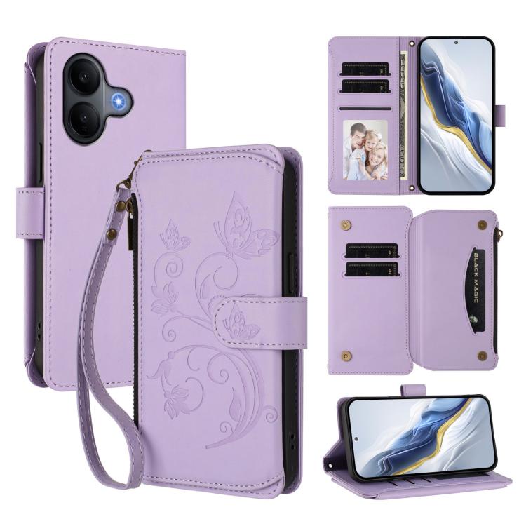 Butterfly Love Flower Multi-card Zipper Wallet Leather Phone Case, For vivo V60 Lite 5G Global, For vivo Y400 5G Global, For vivo Y400 4G