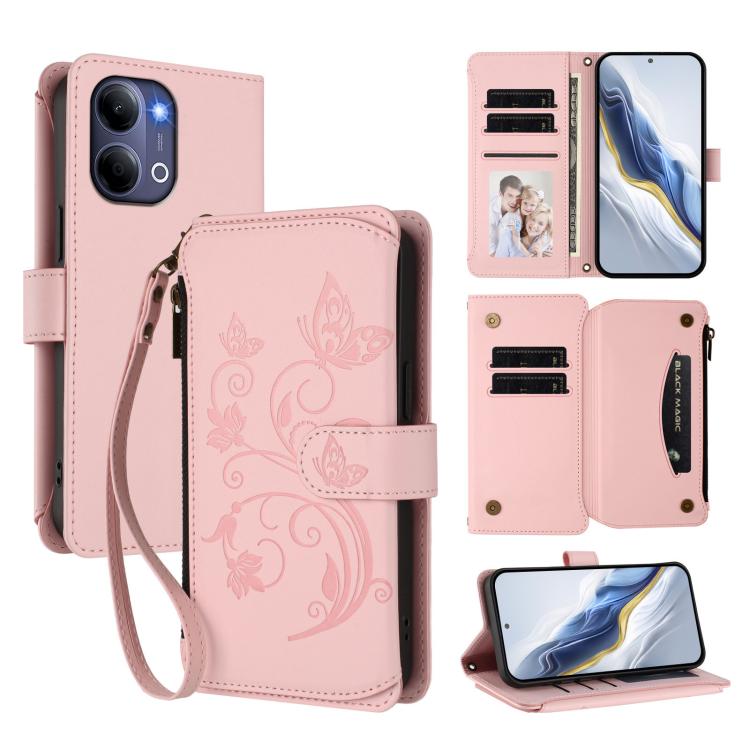 Butterfly Love Flower Multi-card Zipper Wallet Leather Phone Case, For vivo S50 Pro mini / X300 FE 5G Russia, For vivo Y21 5G 2026 / Y05 4G, For vivo V70 FE 5G