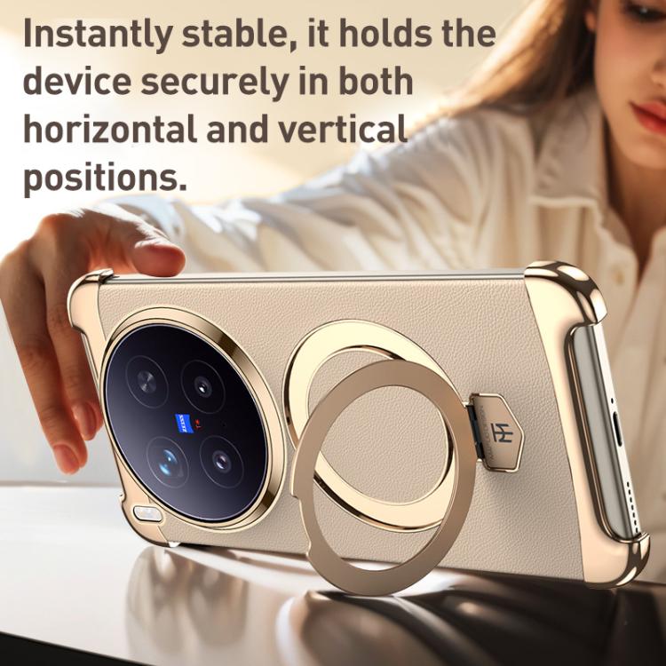 Borderless MagSafe Ring Holder Plain Leather Phone Case, For vivo X300 Pro, For vivo X300 engbor6125 OnePlus & OPPO Accessories vivo X300 Pro X300 Pro Cases - APEXEL INDIA - Mobile Lens - Mobile Camera Lens - Cellphone Accessories - Phone Lens - Smartphone Lens