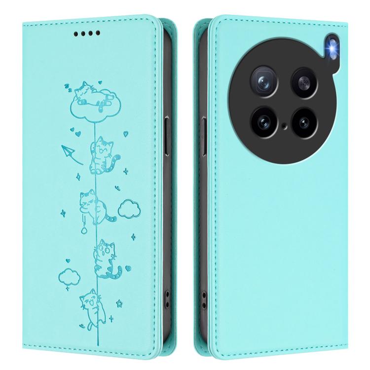 Cute Cats Embossed Magnetic RFID Vegan Leather Phone Case, For vivo X200s 5G, For vivo Y300 Pro+ 5G / T4 5G