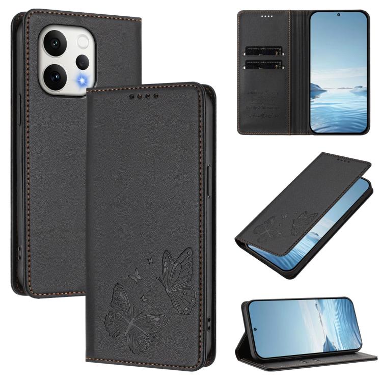 Strong Magnetic Dual Butterfly RFID Vegan Leather Phone Case, For vivo V70 5G / V70 Elite 5G Global, For vivo X300 Ultra