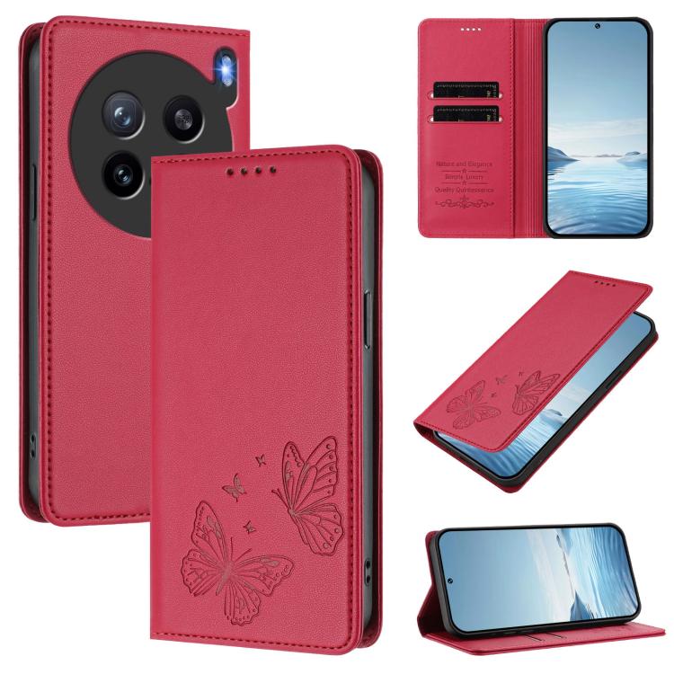 Strong Magnetic Dual Butterfly RFID Vegan Leather Phone Case, For vivo Y29s 5G Global / Y19 5G India, For vivo X200s 5G