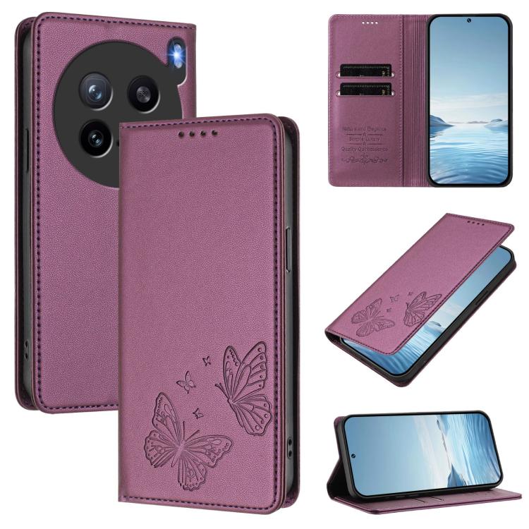 Strong Magnetic Dual Butterfly RFID Vegan Leather Phone Case, For vivo Y29s 5G Global / Y19 5G India, For vivo X200s 5G