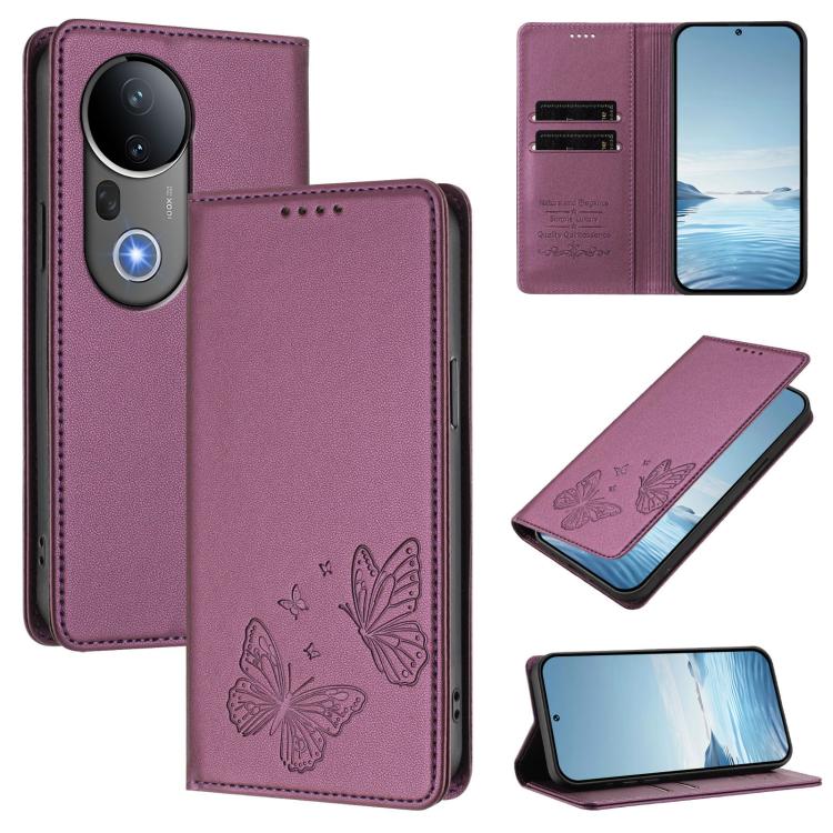 Strong Magnetic Dual Butterfly RFID Vegan Leather Phone Case, For vivo S20 5G, For vivo S20 Pro 5G