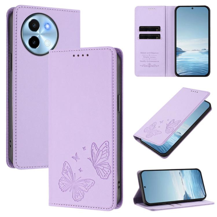 Strong Magnetic Dual Butterfly RFID Vegan Leather Phone Case, For vivo X100s 5G, For vivo Y38 5G / T3x 5G Global