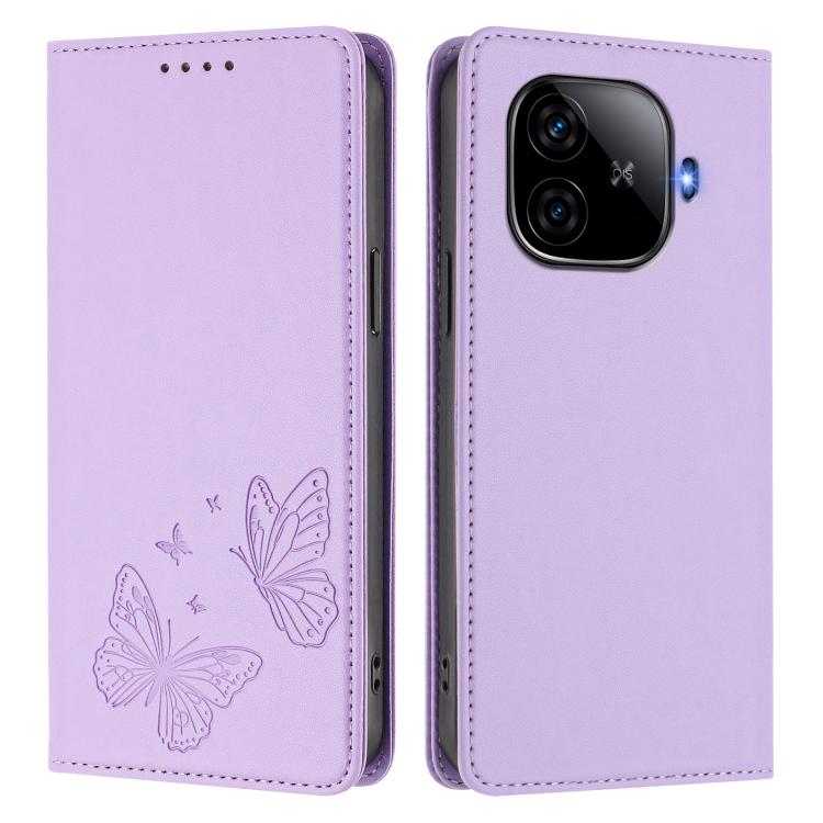 Strong Magnetic Dual Butterfly RFID Vegan Leather Phone Case, For vivo iQOO Z9 / Z9 Turbo, For vivo V29e 5G / Y200 5G / V30 Lite 5G Global