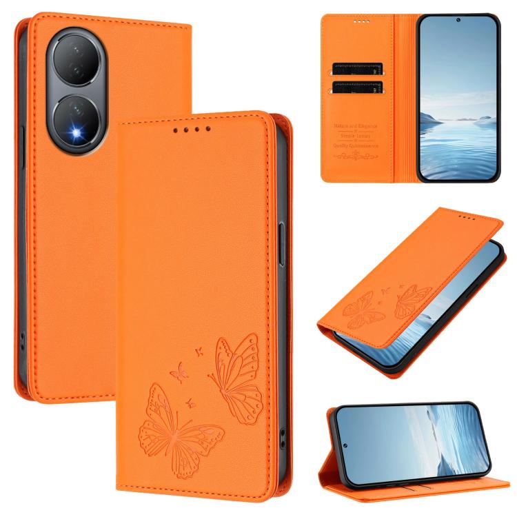Strong Magnetic Dual Butterfly RFID Vegan Leather Phone Case, For vivo Y100 5G / Y100A 5G India, For vivo Y56 5G / Y16 4G / Y02s 4G