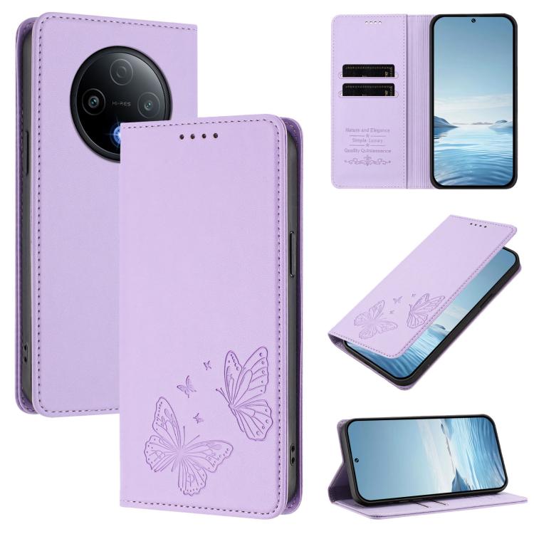 Strong Magnetic Dual Butterfly RFID Vegan Leather Phone Case, For vivo Y500 5G, For vivo Y400 5G / 4G