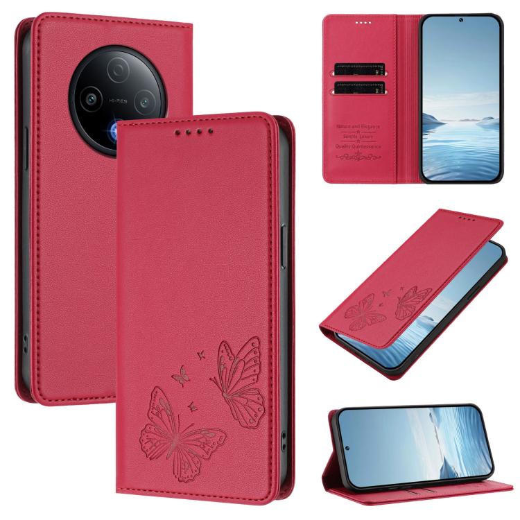 Strong Magnetic Dual Butterfly RFID Vegan Leather Phone Case, For vivo Y500 5G, For vivo Y400 5G / 4G