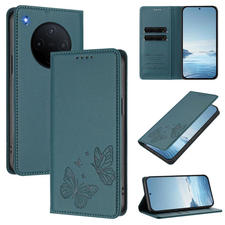 Strong Magnetic Dual Butterfly RFID Vegan Leather Phone Case, For vivo V60 5G / V60e 5G Global, For vivo Y500 Pro 5G