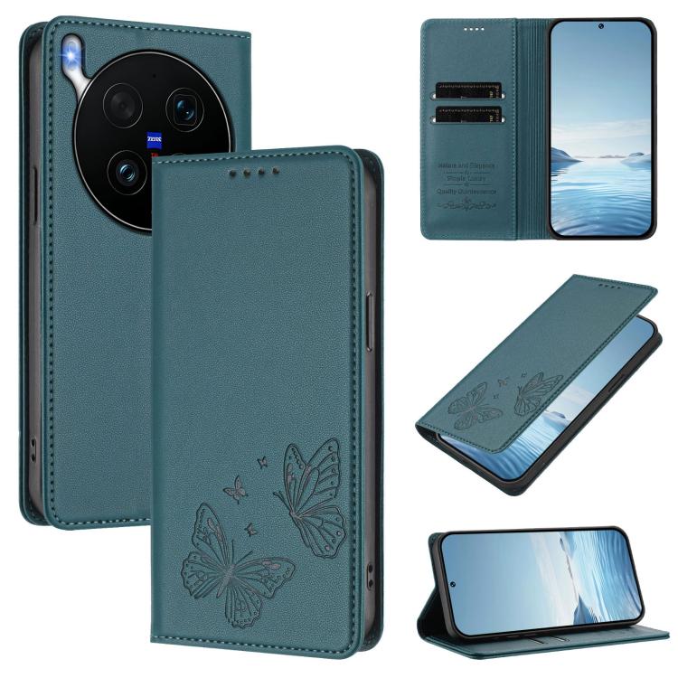 Strong Magnetic Dual Butterfly RFID Vegan Leather Phone Case, For vivo V70 5G / V70 Elite 5G Global, For vivo X300 Ultra