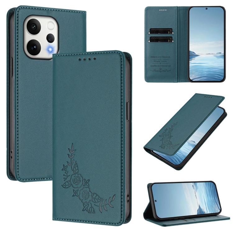 Peony Embossed Magnetic RFID Vegan Leather Phone Case, For vivo V70 FE, For vivo V70 5G / V70 Elite 5G Global