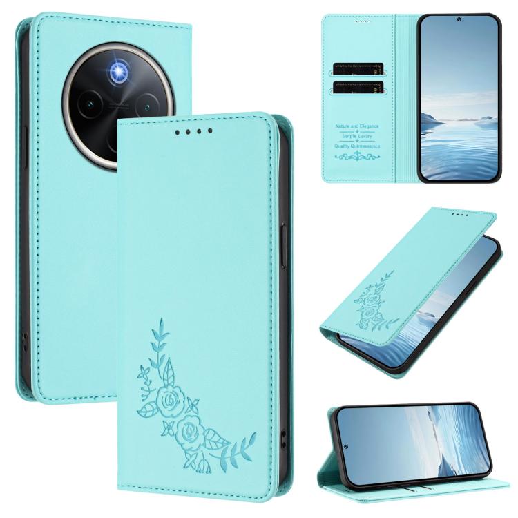 Peony Embossed Magnetic RFID Vegan Leather Phone Case, For vivo Y300 Pro+ 5G / T4 5G, For vivo Y29 4G Global / T4x 5G / Y300T 5G