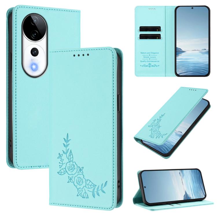 Peony Embossed Magnetic RFID Vegan Leather Phone Case, For vivo V40 5G / V40 Pro 5G Global, For vivo iQOO Z9s Pro 5G / T3 Pro 5G India