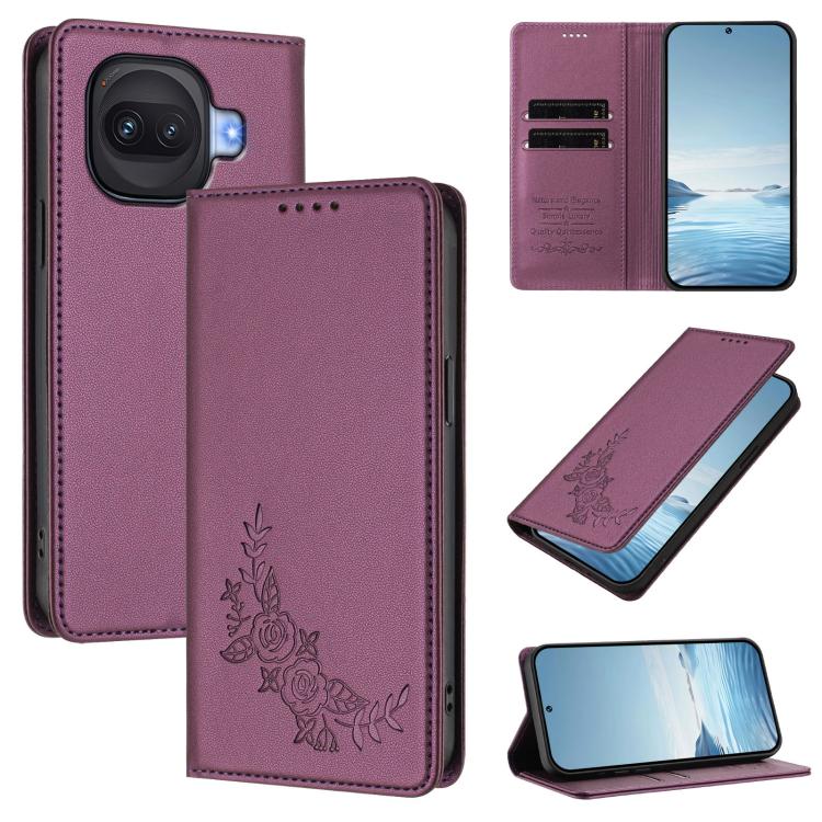 Peony Embossed Magnetic RFID Vegan Leather Phone Case, For vivo iQOO Z11 Turbo 5G, For vivo X300 Ultra 5G