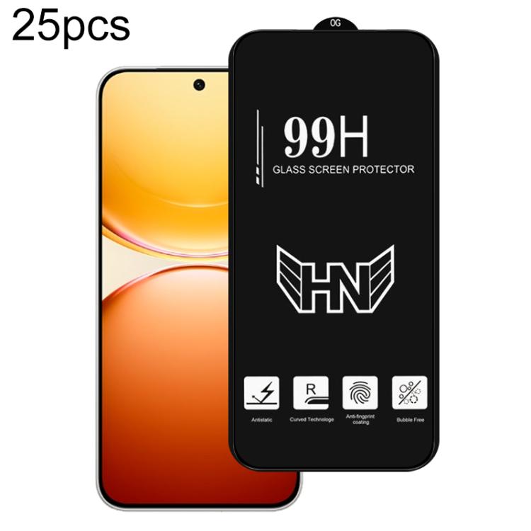 25pcs 0.18mm High Aluminum Large Arc Full Screen Tempered Glass Film, Support Fingerprint Unlocking, For vivo S60 5G, For vivo S60 Vitality 5G, For vivo Y600 Turbo 5G, For vivo X300 FE 5G Russia, For vivo iQOO 15T 5G