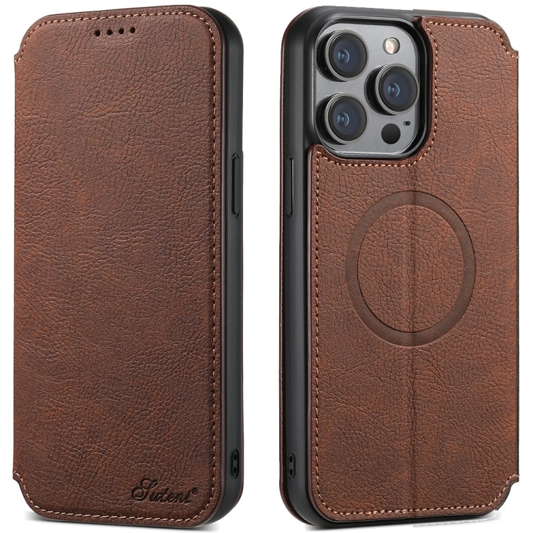 Suteni J06 Retro Matte Litchi Texture Leather MagSafe Phone Case, For iPhone 15 Pro Max, For iPhone 15 Pro, For iPhone 15 Plus, For iPhone 15 Apple Accessories engsut5675 iPhone 15 Pro Max - Suteni - Mobile Lens - Mobile Camera Lens - Cellphone Accessories - Phone Lens - Smartphone Lens